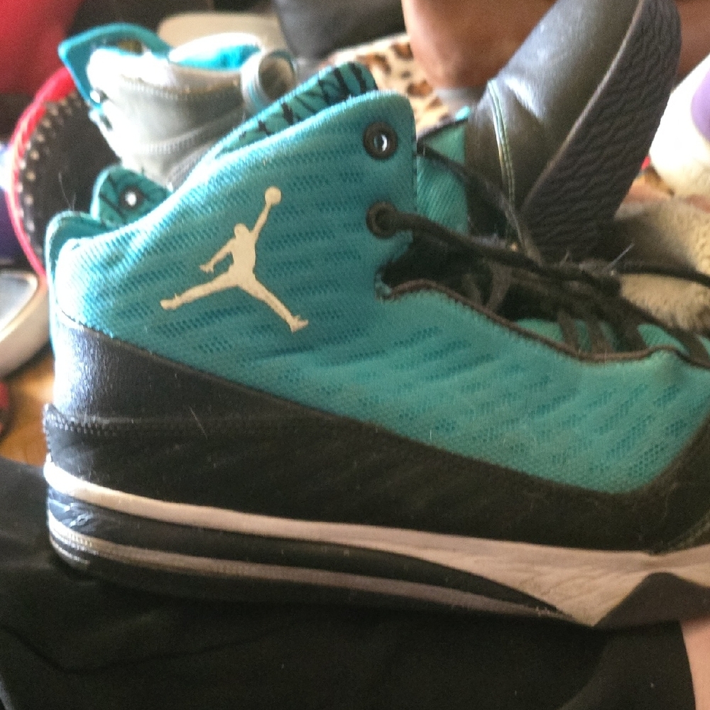 Jordan Blue and Black Athletic Shoes with Textured Design